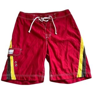 American Eagle Outfitter Mens Size 32 Red & Yellow Swim Trunks